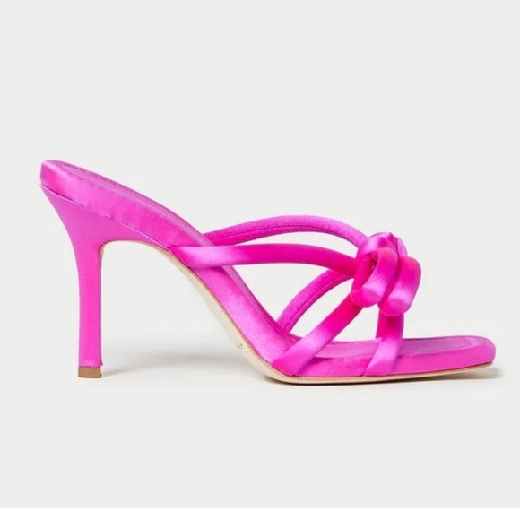 🩷 New Loeffler Randall Margi Sandals in Hot Pink Satin Bow Penny Mules - Picture 3 of 7